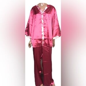 🔥IMAN Global Chic Satin Hot Pink 2 Piece Pajama Set🔥